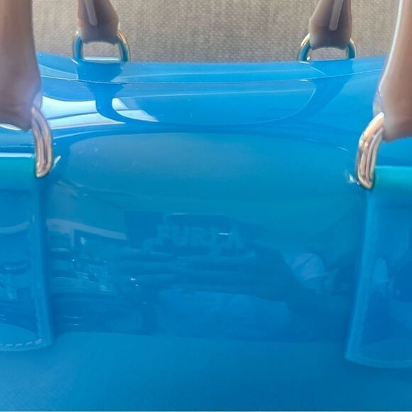 Furla Boston Blue and Gray Jelly Handbag - Picture 7 of 16